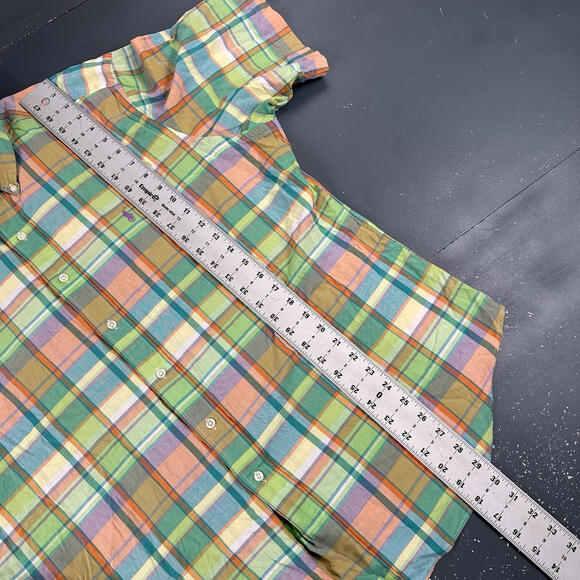 Ralph Lauren Shirt Mens XL Green Peach India Madras Plaid Summer Breezy - Picture 6 of 7